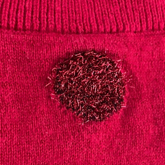 Talbots Tinsel Polkadot Wool Blend Sweater in Festive Berry Red - Picture 9 of 15